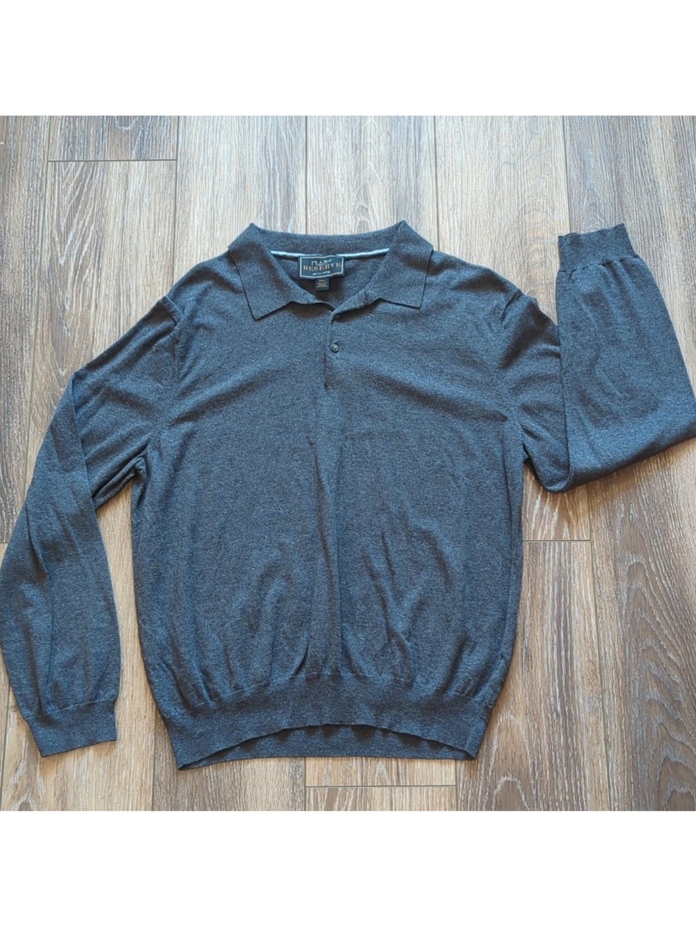 JoS. A. Bank Reserve Gray Knit Collared Pullover Sweater Men’s SZ 2XL Preppy